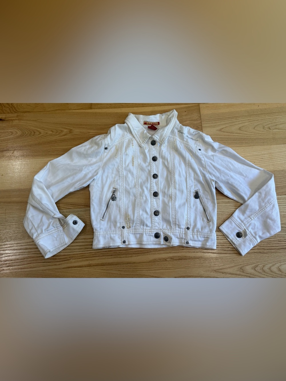 Apple Bottoms Denim Y2K Jean Jacket Large White VTG